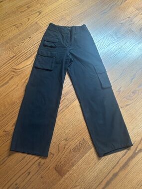Wilfred Black Wide-Leg Cargo Pants with Patch Pockets